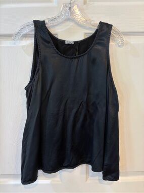 Pj Harlow Cee Cee Black Satin Scoop Neck Tank Top Sleep Wear